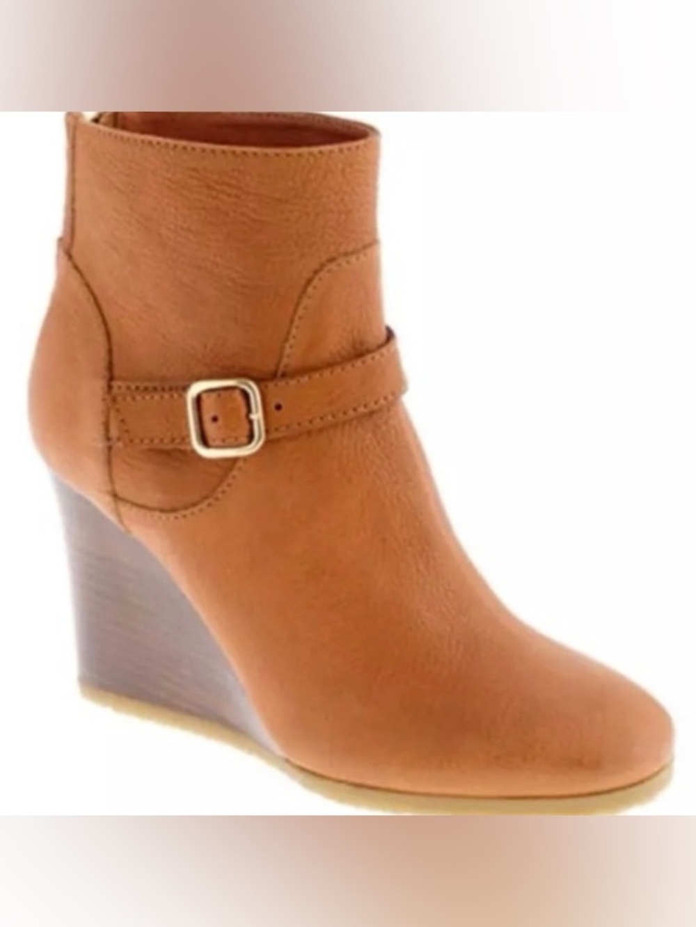 J.Crew Women's Tan Wedge Ankle Boot with Buckle